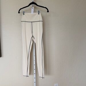 WeWoreWhat Cream Track Pants with Black Contrast Seams